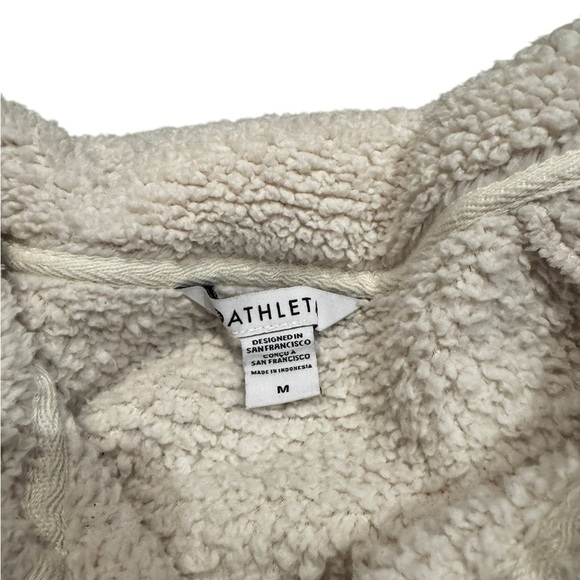 Athleta Ivory Tugga Sherpa Ribbed Trim Zip Front Zip Pockets Sherpa Inside Sz M - Picture 4 of 7